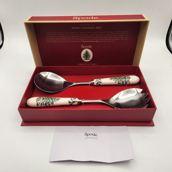 Spode Christmas Tree Salad Servers New In Box Great Hostess Gift - Picture 2 of 6